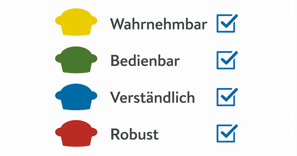 und Robust, mit jeweils einem blauen Haken rechts davon, © Martina Nettekoven